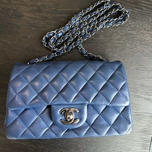 CHANEL Navy Blue Rectangular Mini
